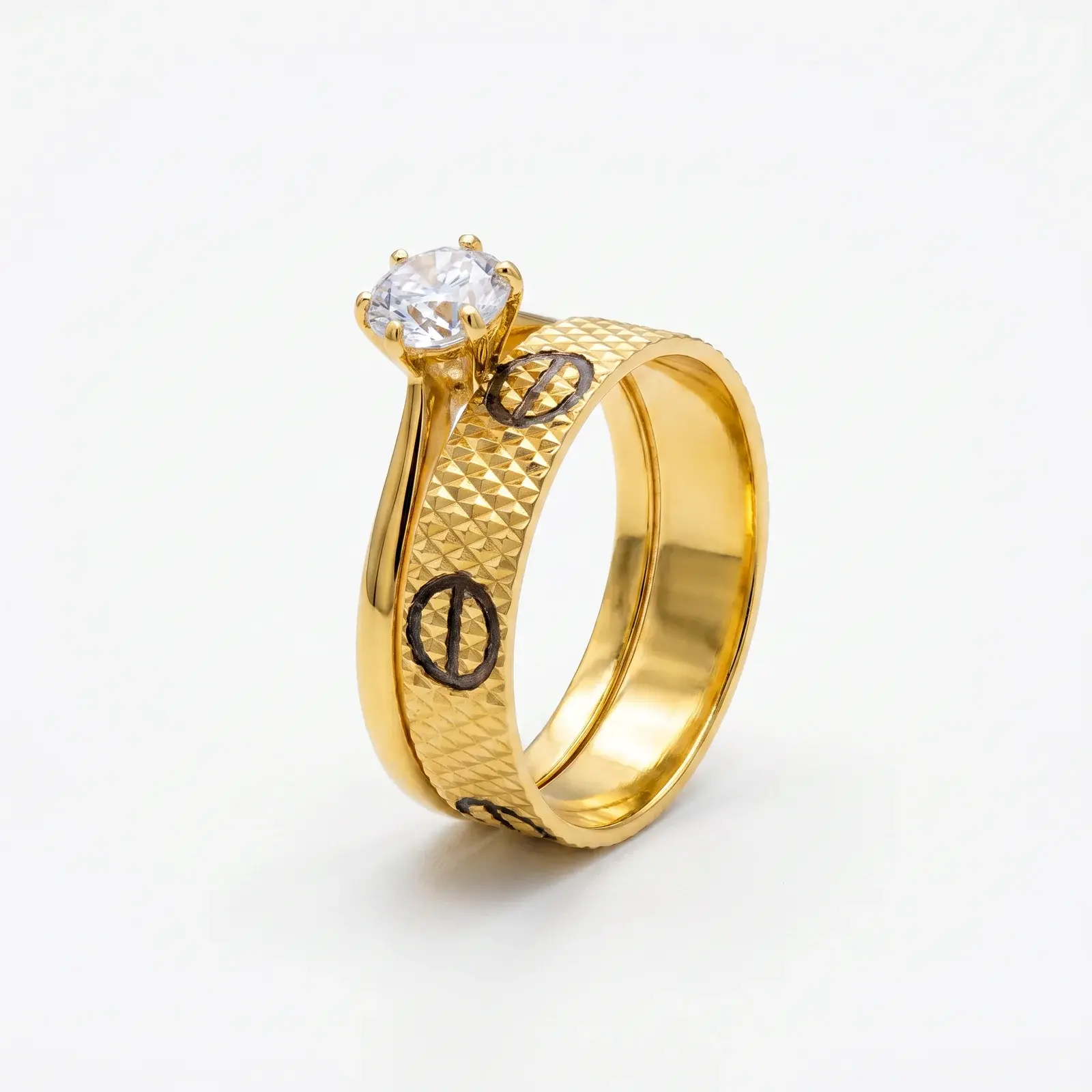 Twin Set · Solitaire & Studded Band