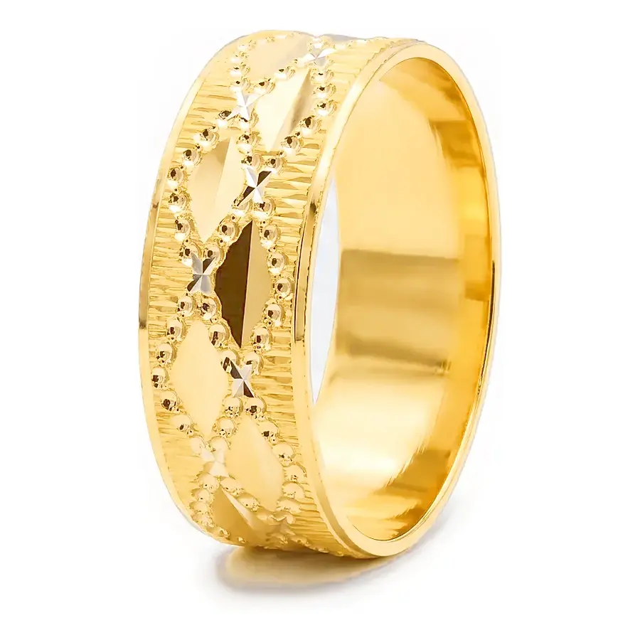 Laser Shape Wedding Ring in 21K yellow gold