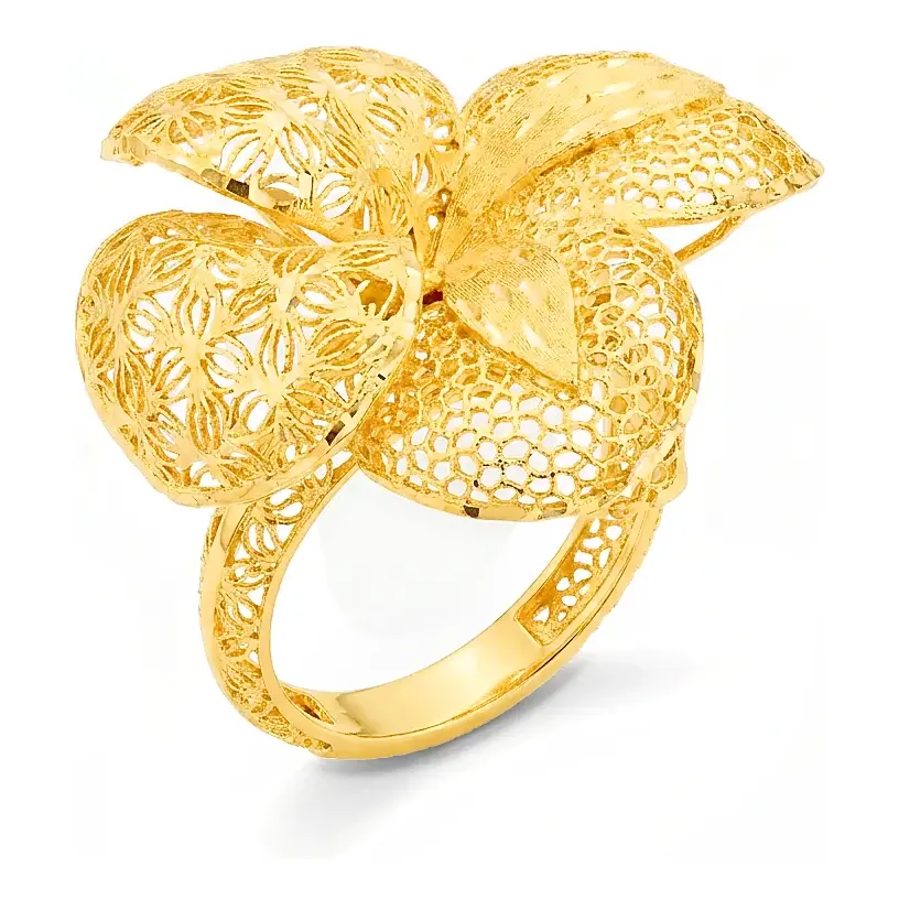 Filigree Flower Ring in 21K yellow gold
