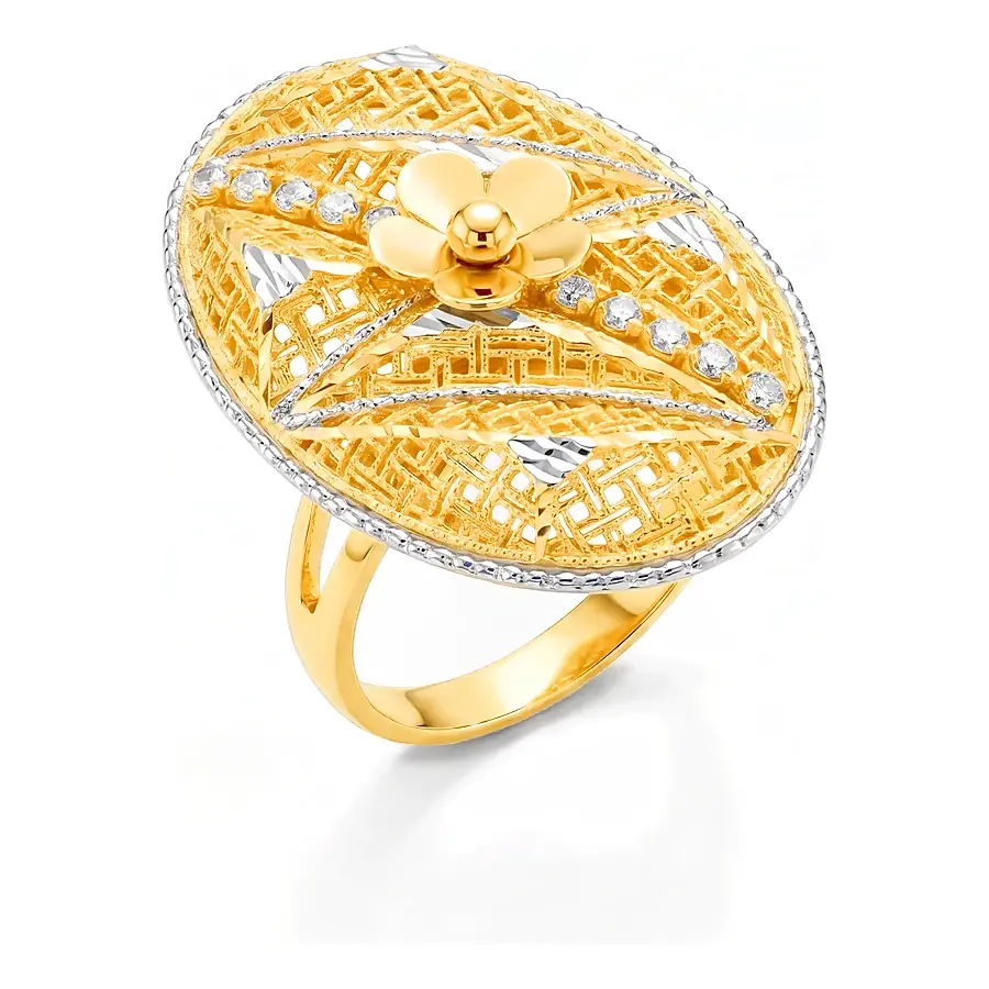 Floral Basket Ring in 21K gold