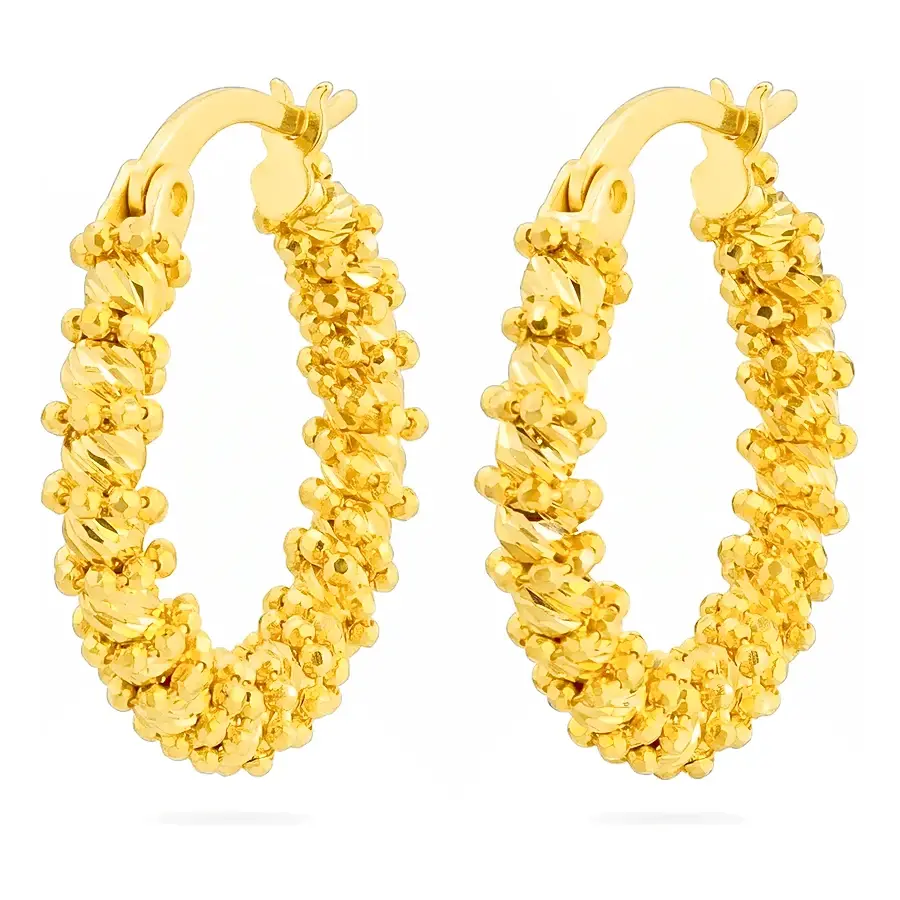 Sparkle Hoop Earring in 21K yellow gold