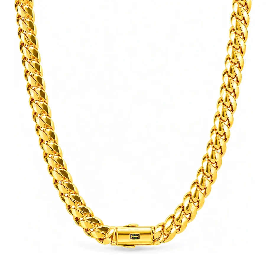 Polished Cuban Link Necklace in 21K yellow gold