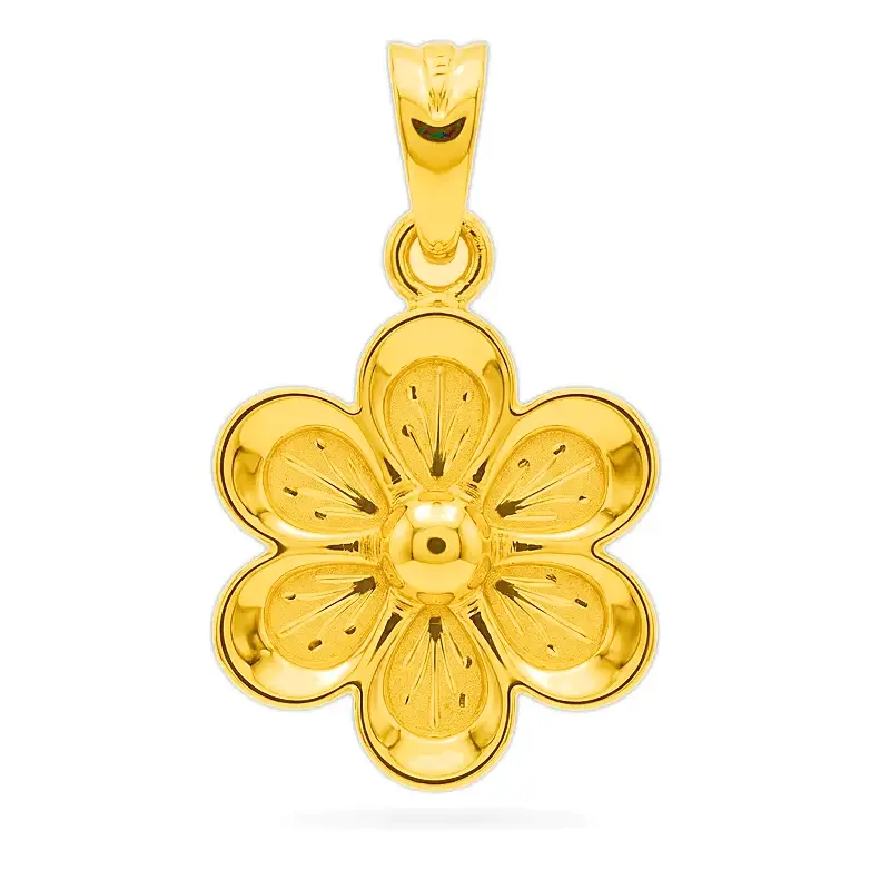 Six-Petal Blossom Pendant in 21K yellow gold