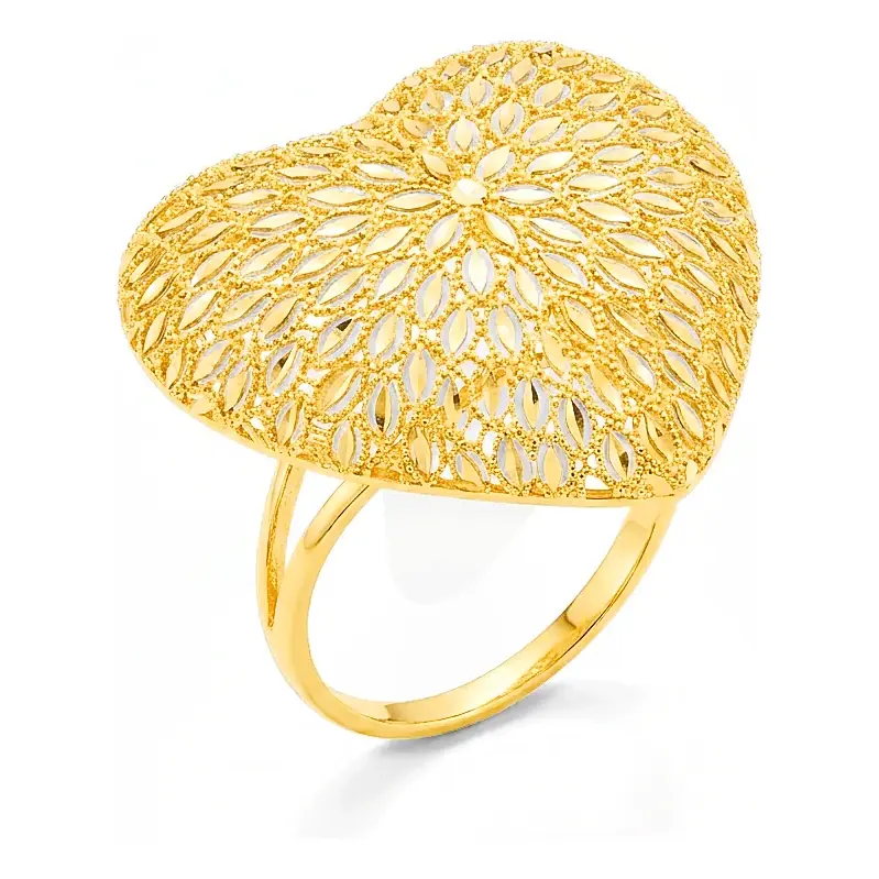Starburst Heart Ring in 21K yellow gold
