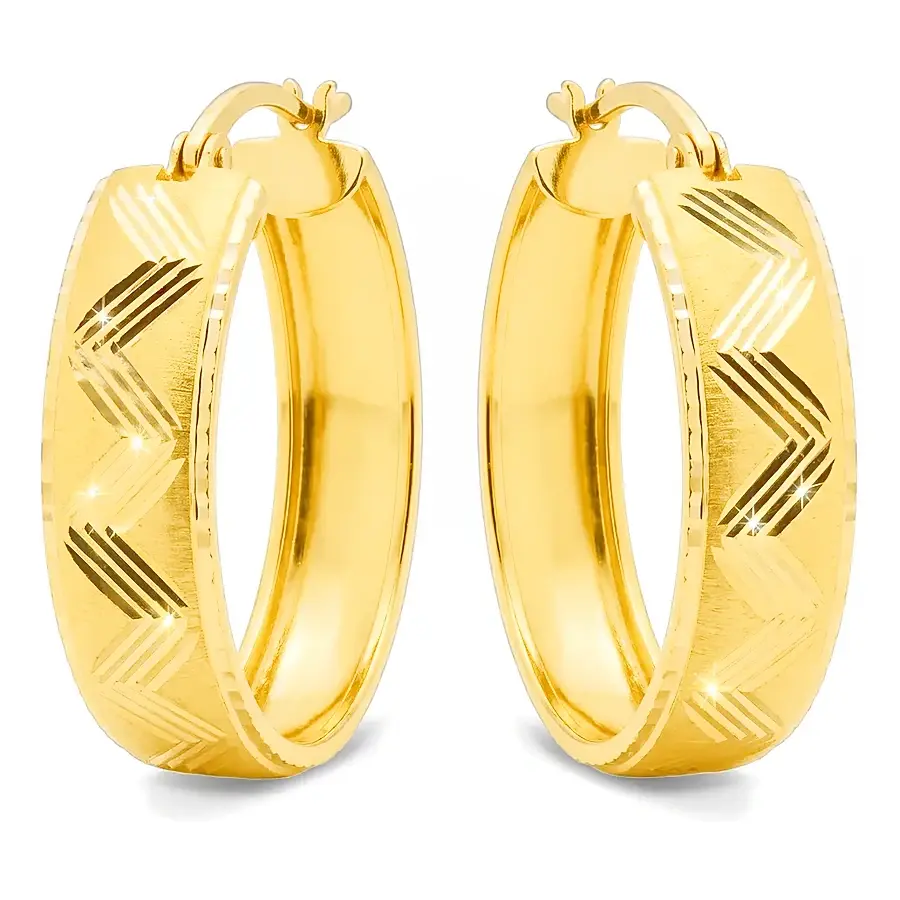 Chevron Hoop Earring in 21K yellow gold